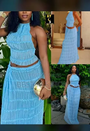 Ladies Net 2 Piece Long Skirt and Crop Top