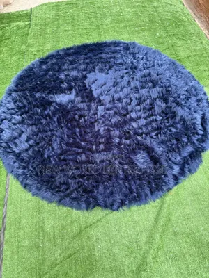 5x5 Feets Blue Fur Rug