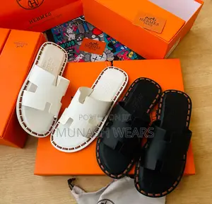 Hermes Wooden Leather Slipers