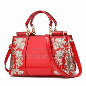 Maria Glossy Embroidery Classy Rich Aunties Bag