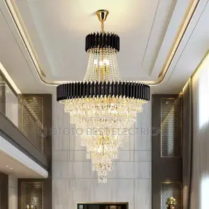Crystal Chandelier Light Black and Gold Body Available Now