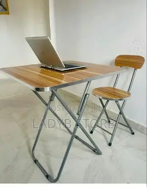 Wooden Design Foldable 1table 1chair With Metal Legs