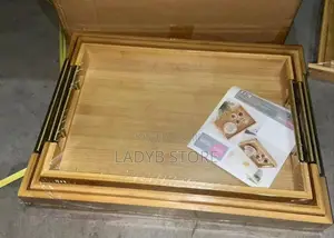High Quality 3set Bamboo Tray With Steel Handle