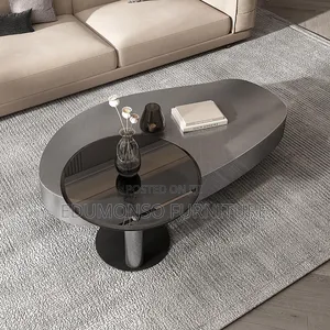 Westux Irregular Oval Coffee Table,Stainless Steel