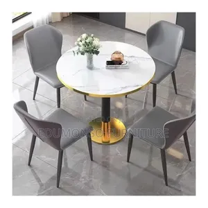New Modern Dinning Table With Quality Gray Leather Chairs