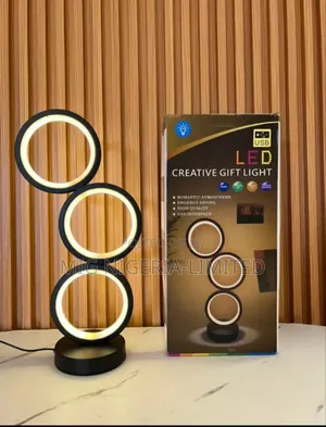 Creative Ring Design Table Beside Lamp Black