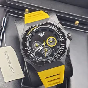 Original Emporio Armani Yellow Rubber Strap Watch