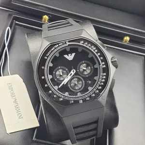 Original Emporio Armani Black Rubber Strap Watch