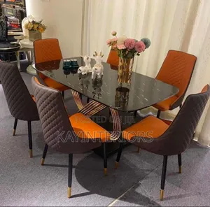 Burnt Orange and Brown Marble 6 in 1 Dinning Set