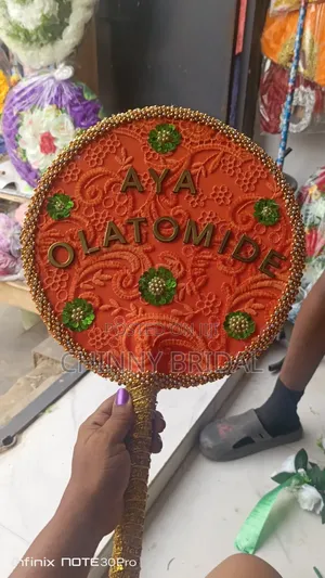 Orange Non Feather Hand Fan