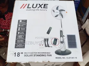 18" Rechargeable Fan With Solar Panels And 2 Bulbs.
