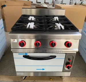4 Burners Industrial Standing Gas Cooker With Oven.