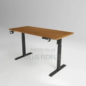 Adjustable Electric Office Table Walnut Brown