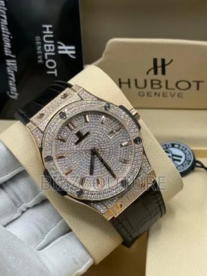 Original Hublot Black Leather Strap Watch Available in Store