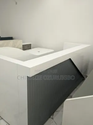 2 Meters White and Grey Office Reception Table