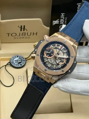 Original Hublot Blue Faux Leather Watch Available in Store