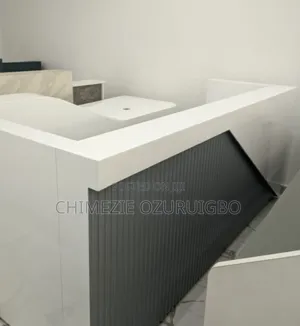 2.4 Meters White and Grey Office Reception Table