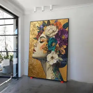 Flower Hair Woman Abstract Art in Lagos Canvas