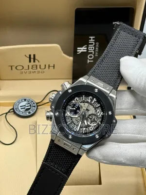 Original Hublot Black Faux Leather Watch Available in Store