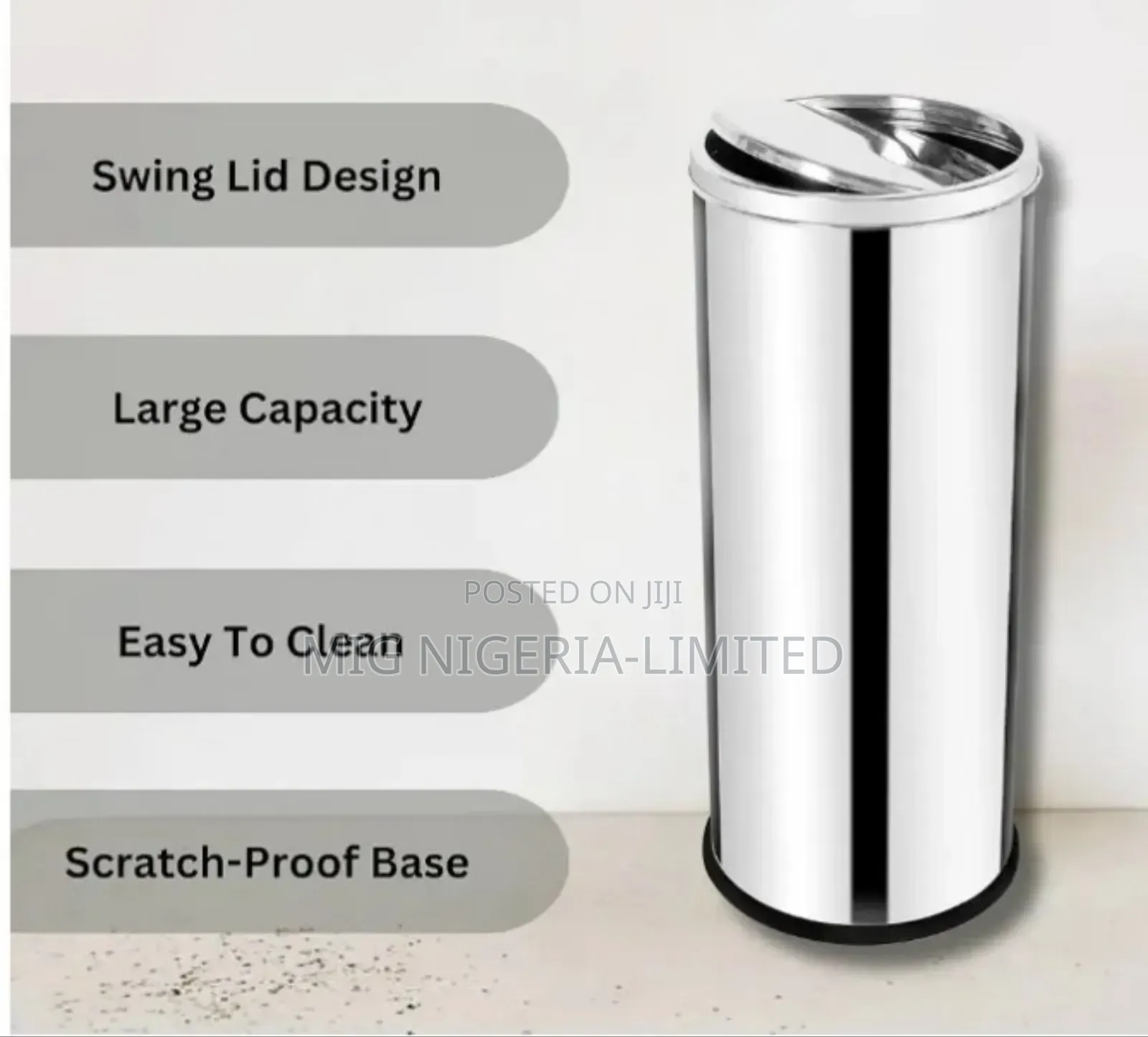 20l Industrial Stainless Swing Dustbin