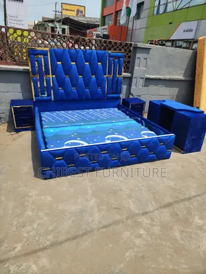 Blur Coloured Velet 6by6 Set of Bed.