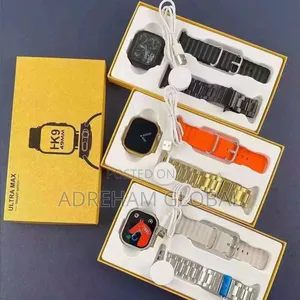 2 in 1 Ultra Max Smart Watch, Gold, Silver Black Chain