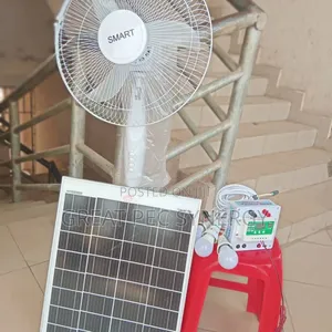 40w Solar Panel, Standing Fan, 3 Bulbs and Power Station.
