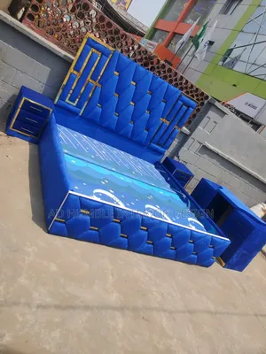 Blue Standard Padded Bedframe Complete Set.