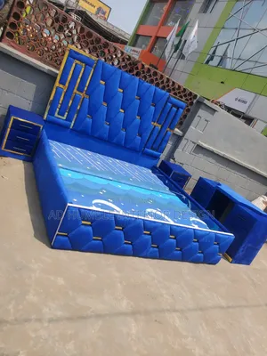 Blue Standard Padded Bedframe Complete Set.
