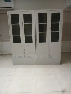 Half Glass Half Doors Full Height Metal Cabinet