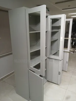 Half Glass Half Doors Full Height Metal Cabinet