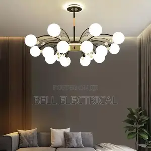 Artistic Gold Black Chandelier With Led Balls