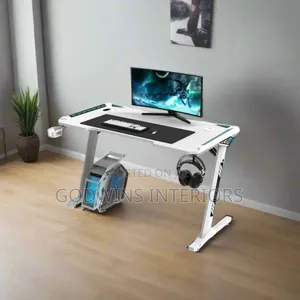 RGB Gaming Desk Z Shape White 140cm×60cm(1.4mtr)