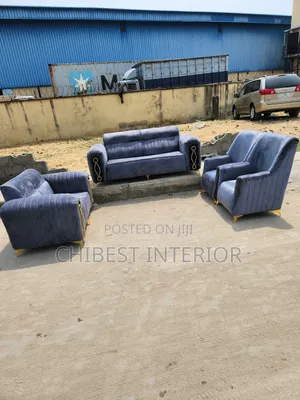 7 Seaters Padded Sofa Fabric Chairs