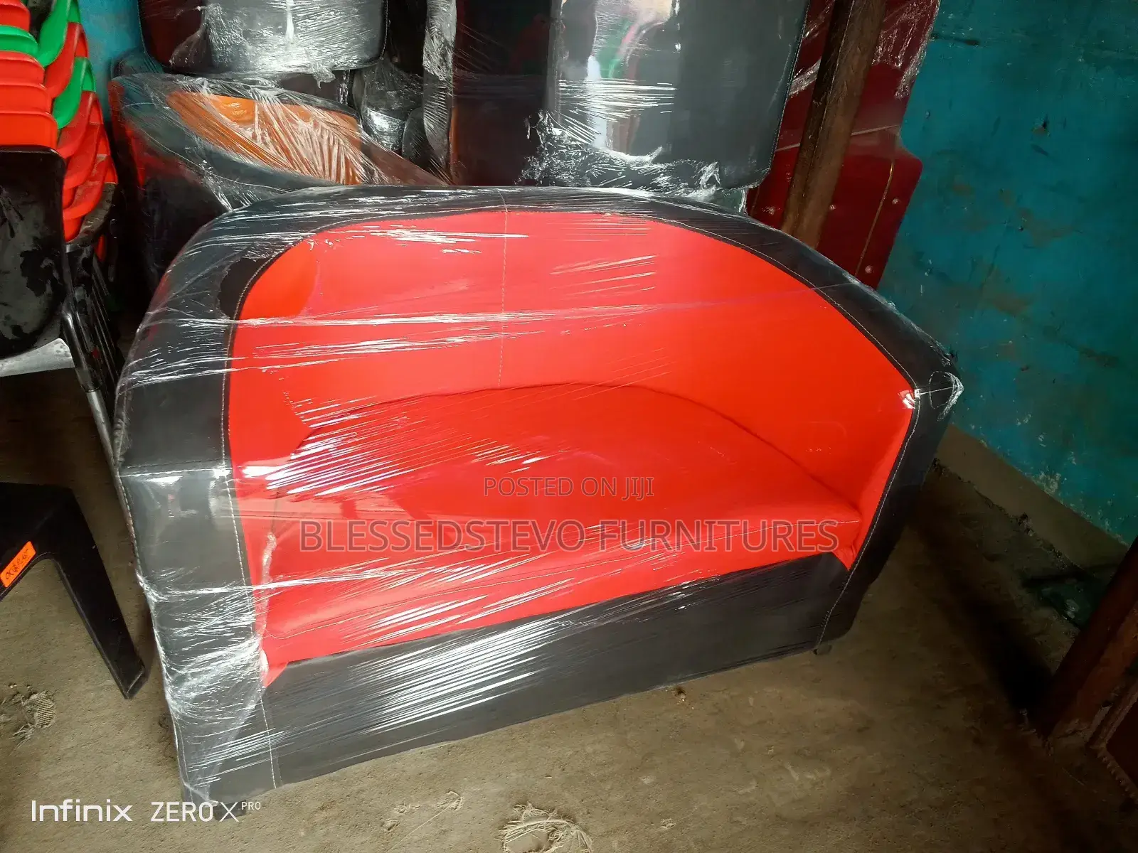 Double Sofa Chair Red and Black