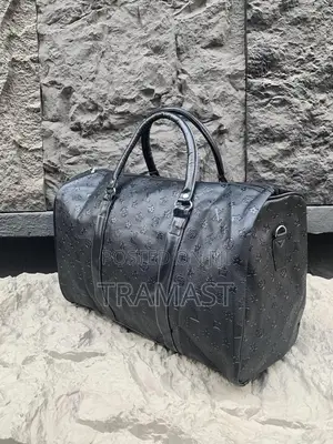 Durable Faux Leather Black Duffle Bag