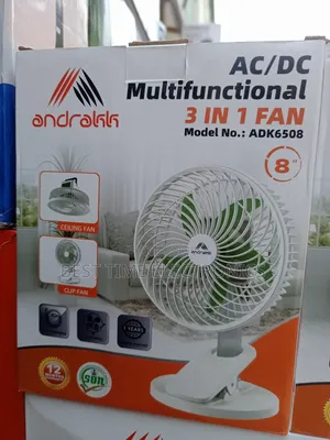 8" Andrakk Rechargeable 3 In 1 Clip/Ceiling Fan