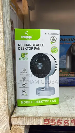 5" Rechargeable Desktop Fan With Fast Charging