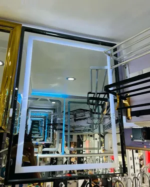 Modern 80x60cm Wall-Mounted Black Framed Led Mirrors