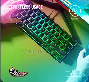 Porodo Gaming 61 Keys Pudding Mechanical Keyboard - Black