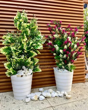 Artificial Lines Planter With Plant . Height: 2.6ft