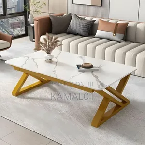 Furniture Square Stone Coffee Table With Steel Frame 100cm