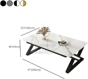 Furniture Square Stone Coffee Table With Steel Frame 100cm