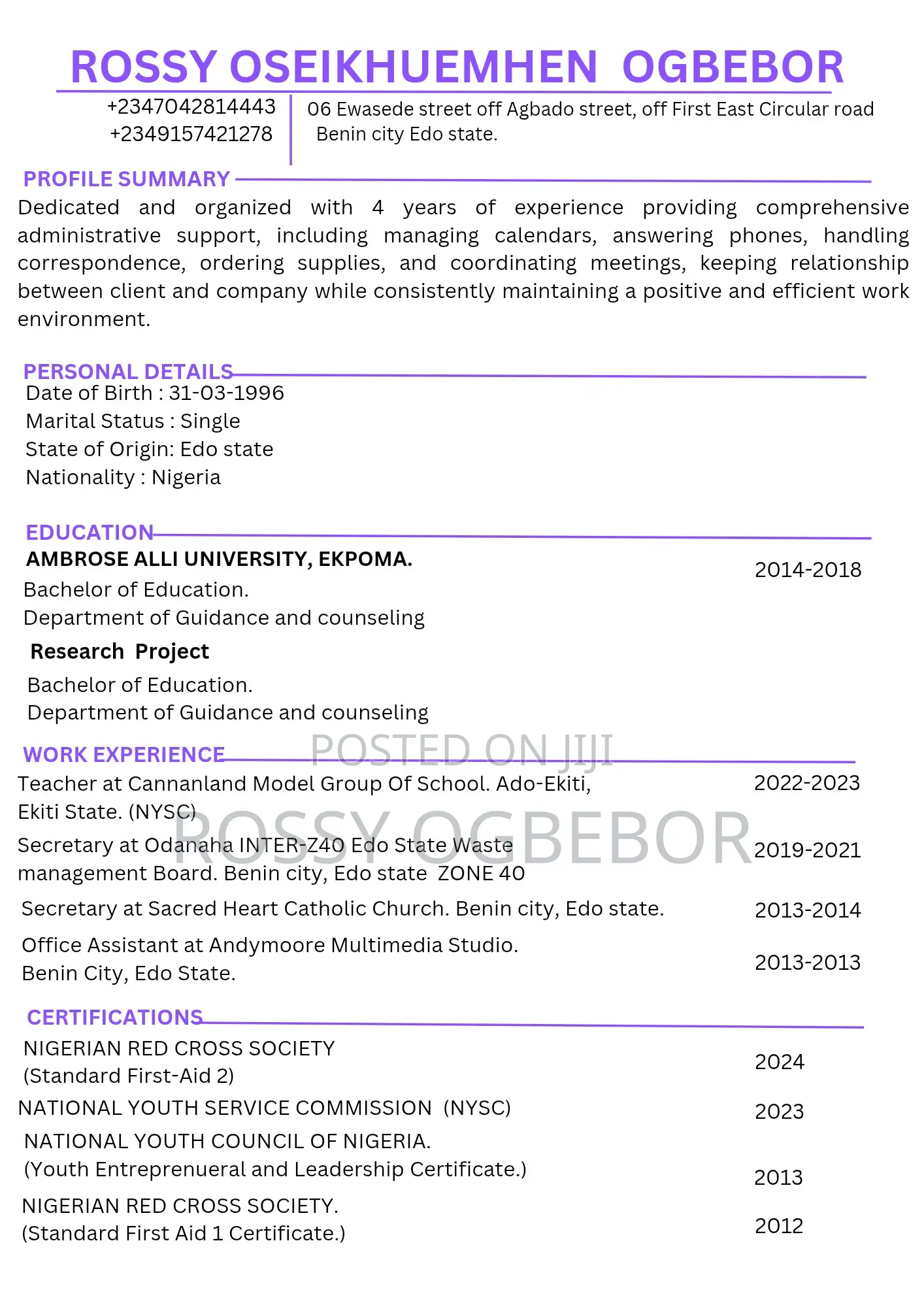 Office Receptionist