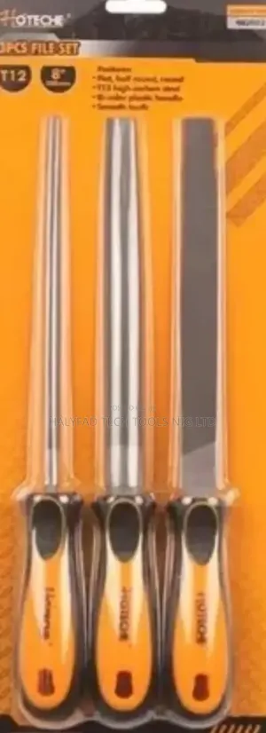 3 PCS Steel File Set, Flat, Round, Half Round