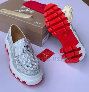 Classy Men's Shiny and Plain White Red Sole Shoes