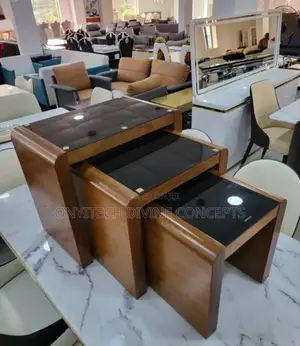 Luxury Glass Top Side Stool Brown