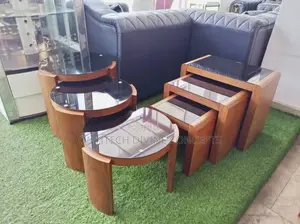 Luxury Glass Top Side Stool Brown