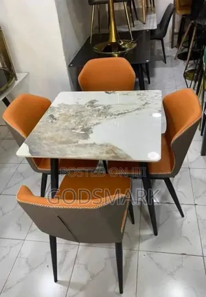 Marble Dining Table and Leather Seats.4 Seater.