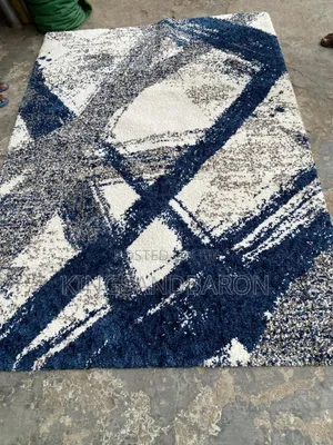 5x7fts Blue/Gray/Cream Shaggy Premium America Center Rug.